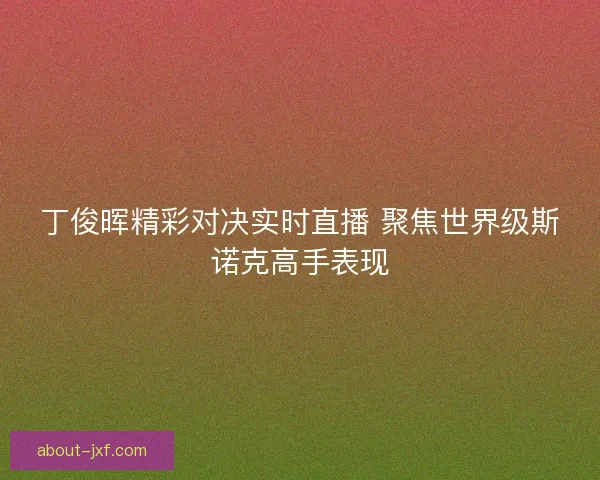 丁俊晖精彩对决实时直播 聚焦世界级斯诺克高手表现